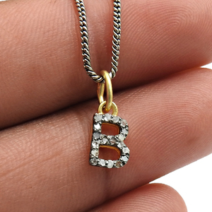 Pendentif en argent sterling plaqué or noir rhodium D Alphabet diamant 925 en argent sterling de vente en gros bijoux de mode - Product Image 4