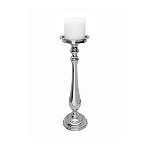 Bougeoir décoratif en métal de luxe en aluminium couleur argent au design moderne Bougeoir de style moderne nickelé - Product Image 5