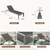Chaise longue de patio légère à séchage rapide en tissu, avec cadre en aluminium réglable et maille respirante, pour piscine et extérieur