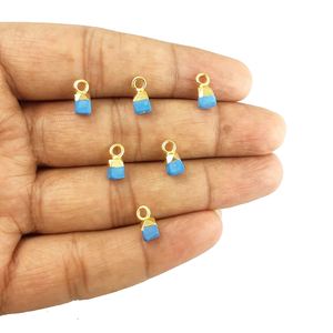 Colgante de piedras preciosas turquesas, abalorio Natural en forma de gota, tamaño de 5-7mm, oro galvanizado, colgante de piedra de nacimiento, colgante curativo - Product Image 1