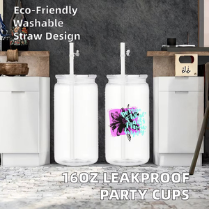 <span class=keywords><strong>Gobelet</strong></span> en plastique transparent de Noël avec couvercle et paille, tasse à café réutilisable pour les fêtes, vente en gros - Product Image 4