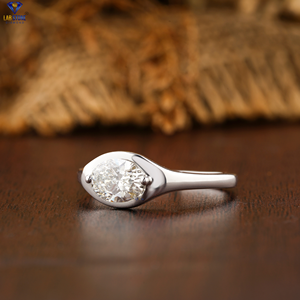0,95 TDW Anillo de diamante de corte ovalado Oro blanco Ajuste de Punta horizontal Cvd/Hpht Diamond Lab Stone - Product Image 2