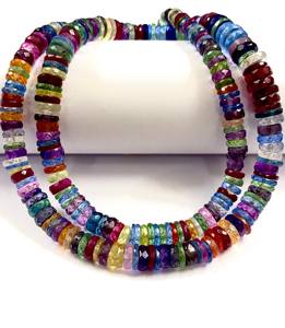 Lab Grown Multi Sapphire Hermosas mujeres Joyería Collar Oscuro Multicolor Piedra de corte de piedras preciosas Forma redonda - Product Image 1