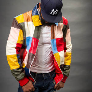 Veste en cuir patchwork pour homme, coupe structurée et finition durable, veste en cuir patchwork élégante pour homme - Product Image 2