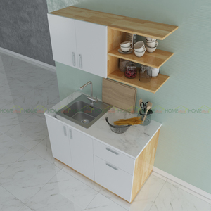 Armoire de cuisine murale compacte et moderne en bois à 2 portes avec portes en MDF, installation facile, 120x35x50cm - Product Image 5