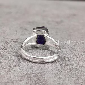 Anillo de Plata de Ley 925 con Amatista Natural, Piedra de Nacimiento de Febrero, Martillado, Hecho a Mano, para Navidad o Cumpleaños - Product Image 6
