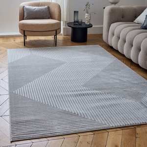 Juego de Alfombras con Patrón Geométrico Gris Crema Carmel, Colección 6050 - Product Image 3