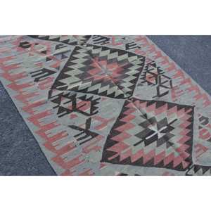 Tapis Kilim Turc Vintage 5'1 \ "X 10 'Vert Rouge Patchwork Laine Latex pour Salon Couloir 9x12 Nouveau Rectangle Jute Tapis - Product Image 5