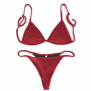 Nuevo Conjunto de Bikini de Talla Grande sin Espalda con Decoración de Cristal en la Cintura y Logotipo Frontal, Traje de Baño de Color Sólido Personalizado al por Mayor - Product Image 1