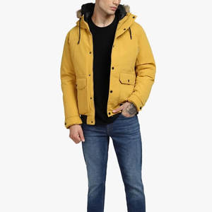Parka de nailon de calidad superior para hombre, chaqueta con logotipo personalizado impreso, ropa de calle larga de Color sólido para invierno con cuello levantado - Product Image 4