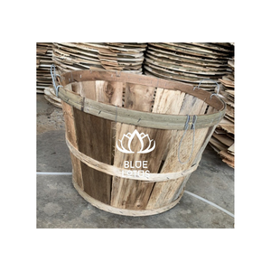 Couvercle de panier de crabe de boisseau en bois vietnamien Acacia Paniers rustiques écologiques Lotus bleu + 84966274584 - Product Image 1
