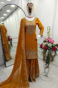 Sharara costume pour femmes grossiste costume élégant concepteur pakistanais indien en inde fête porter des vêtements indiens lavable brodé - Product Image 3