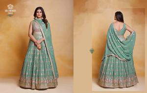 Último Diseño de Lehenga Choli de Georgette con Dupatta, Bordado con Hilo Zari y Lentejuelas, Fabricante de la India - Product Image 2
