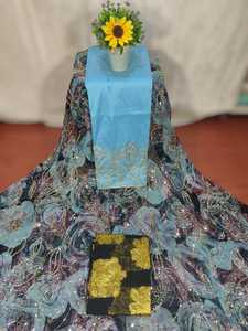 2026 Superventas Lujoso Somalian Fransawi Dirac de Chifón Jacquard Tejido con Efecto Slub, Estampado y con Cuentas, Diseño Floral, para Vestidos de Novia de Niñas - Product Image 6