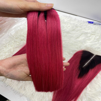Extensions de cheveux humains vierges lisses et raides couleur rose pour femmes noires, longueurs de 8 à 30 pouces, double trame faite à la machine, vente en gros
