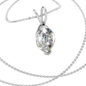 14K Solid Gold Marquise Cut Moissanite Solitaire Pendant Necklace Luxury Minimal Design Unisex Gift Wholesale - Product Image 3