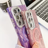 Coque de téléphone de luxe antichoc en TPU + acrylique avec charge magnétique sans fil, écran tactile intégré, couleur unie, garantie 1 an