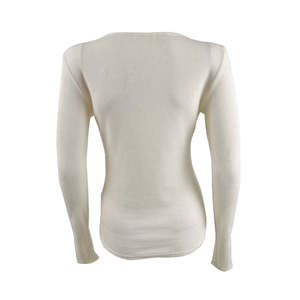 Ultra Flirt Plus Size Juniors' Casual Streetwear Ivory Tie-Hem Thermal Top Ricamato Stampa Corta per Autunno Taglia Extra Large - Product Image 2