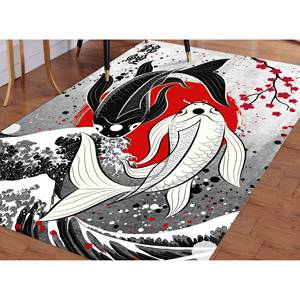 Alfombra con diseño de pez koi japonés: decoración moderna para la sala de estar, alfombra suave no tejida - Product Image 1