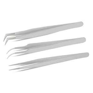 Pince à cils coudée personnalisée de 12 cm en acier inoxydable pour extensions de cils pointe pointue en fibre de volume russe individuel - Product Image 6