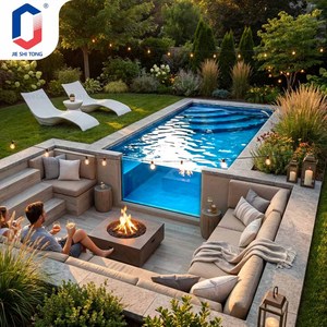 Modern Modular Container Swimming <b>Pool</b> with Fire Pit Lounge Deck Fiberglass Above Ground <b>Pool</b> - Product Image 3