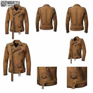 Blouson aviateur en cuir pour homme 100% cuir de vache naturel Veste en cuir véritable Unisexe Hiver Camouflage Moto & Biker Style - Product Image 4
