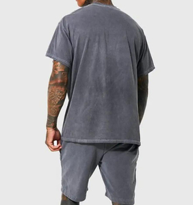 Wholesale Supplier Summer Latest T-Shorts & Shorts Breathable Cotton Shorts T-Shirts Custom Logo Printed Acid Washed <b>Sets</b> - Product Image 4