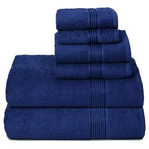 Factory Supply in Stock Blue 100% Cotton Towel Hotel Towel