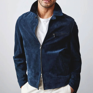 Veste en cuir suédé coquillage en toile personnalisée pour extérieur logo avant coupe-vent léger et respirant pour hommes - Product Image 4