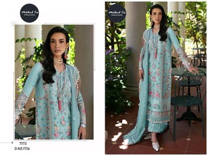 Trajes Shalwar Kameez Elegantes para Mujer de Talla Grande de Neeta Creation, Algodón/Lawn, Bordados, Diseño Sólido, Elásticos, Sin Arrugas, para Fiesta - Product Image 2