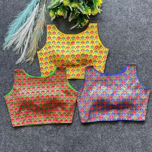 Blousewala Khatan Banarsi chemisier tissé à la main formel Simple avant Logo Placement fournisseurs en gros Mumbai pour les occasions de fête - Product Image 1