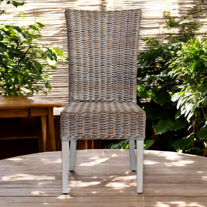 Chaise de salle à manger en rotin. Chaise de salle à manger en rotin tressé tendance avec cadre en bois d'acajou et grand tressage en rotin de couleur claire naturelle - Product Image 3