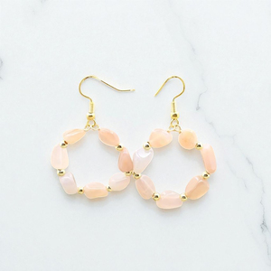 Pendientes de gota de aro Smooth Tumble Sunstone-Pendientes DE PLATA 925-Pendientes chapados en oro de 14K al por mayor - Product Image 1