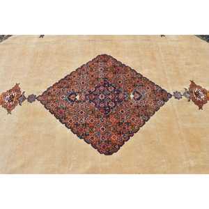 พรมตุรกีวินเทจ ขนาด 9.1x12.6 ฟุต สีเบจ-น้ำเงิน ลายต้นไม้และพืช พรมทำจากขนสัตว์ - Product Image 5