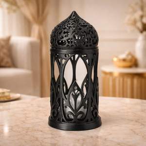 Black Finish Metal <b>Moroccan</b> <b>Lantern</b> with Intricate Cutwork Soft Candle Glow Compact Design for Festive Home Decor and Gifting - Product Image 4