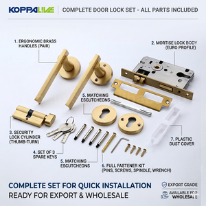 KOPPALIVE Juego de cerradura de puerta de seguridad interior palanca de mortaja de latón manija de puerta de entrada - Product Image 2