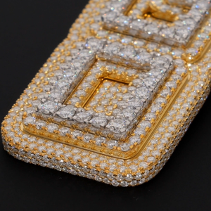 Pendentif avec initiale de nom en diamant Moissanite VVS, logo personnalisé, pierres précieuses RB, argent 925, plaqué or glacé, charmes unisexes hip-hop - Product Image 3