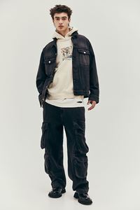 Sweat à capuche imprimé à manches longues en coton mélangé pour hommes, coupe ample et décontractée, avec poches kangourou, doublure en jersey - Product Image 5