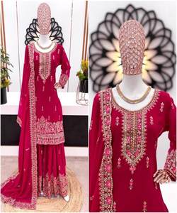 Conjunto de lujo y elegante Top Palazzo Dupatta: conjuntos de lujo Top Palazzo dupatta diseñados con sofisticación y estilo en mente - Product Image 4