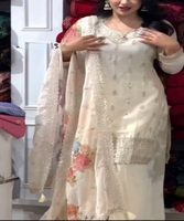 Setelan Salwar Kameez Pesta Vintage Bergaya Sederhana untuk Wanita, 3 Potong Katun Anarkali, Atasan, Bawahan, dan Dupatta, Cepat Kering