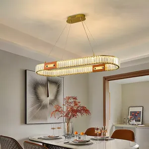 Sang trọng Led pha lê da đèn chùm 3 màu Dimmable ánh sáng được xây dựng trong 128W 240W 220V rõ ràng pha lê trống hình dạng đ<span class=keywords><strong>i</strong></span>ều chỉnh chiều cao - Product Image 4