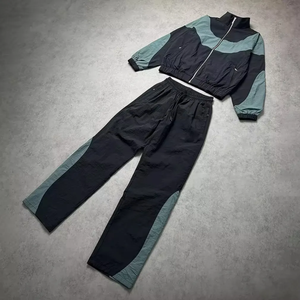 Custom Made <b>Men</b> <b>Polyester</b> tracksuit for man Patchwork Zip-Up Nylon Jacket & <b>Jogger</b> Pants Top Quality Nylon Panel Windbreaker Set - Product Image 4