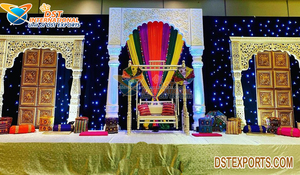 Sangeet-decoración especial para escenario, Escenario nocturno de boda, con función de mahndi, Punjabi, decoración de escenario nocturna - Product Image 6
