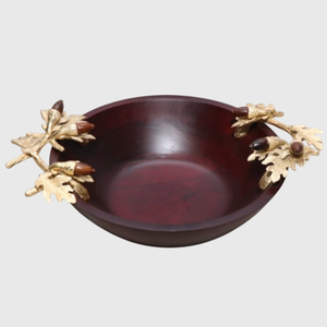 Bol décoratif en bois de table vintage avec base en feuille Bol de service en bois d'acacia de haute qualité pour la décoration de mariage et d'événements - Product Image 5