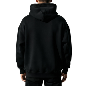 Sweat-shirt à capuche pour homme en molleton français sur mesure, poids carré, coupe courte, 450 g/m², épaules tombantes, noir - Product Image 4