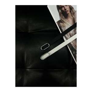 Ceinture fine importée en 2 pièces avec boucle, ceinture pour pantalon, ceinture pour chemise, ceinture pour veste - Noir & Blanc - Argent - Product Image 2