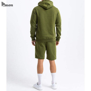 ชุดเซ็ตเสื้อยืดแขนสั้นและกางเกงขาสั้นลำลองสำหรับผู้ชาย สีพื้น ผ้าฝ้าย 100% แห้งเร็ว เหมาะสำหรับออกกำลังกายในฤดูร้อน - Product Image 2