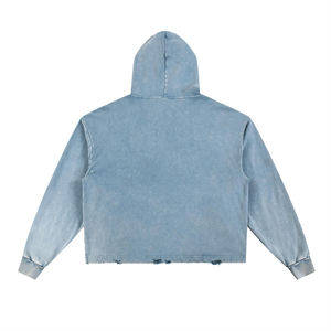 Nouveauté, prix de gros, sweat-shirt pour homme, bleu clair délavé, vintage, coupe décontractée, streetwear, logo personnalisé OEM, vêtements de détente décontractés - Product Image 2