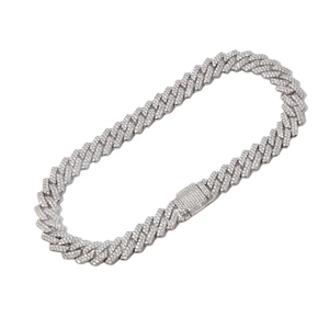 Chaîne et bracelet cubains sertis de diamants de luxe avec pavé de diamants moissanite, bijoux hip-hop étincelants pour hommes et femmes, à porter pour les fêtes - Product Image 2