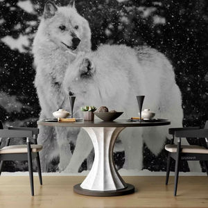 Impermeabile 3D Winter Winter Wolf autoadesiva parete buccia e bastone carta da parati rimovibile per l'applicazione di ospedali e centri commerciali - Product Image 1